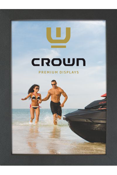 Klapprahmen Crown 33 mm Schwarz für Plakate und Aushänge, Größen A5 bis 100 × 140 cm