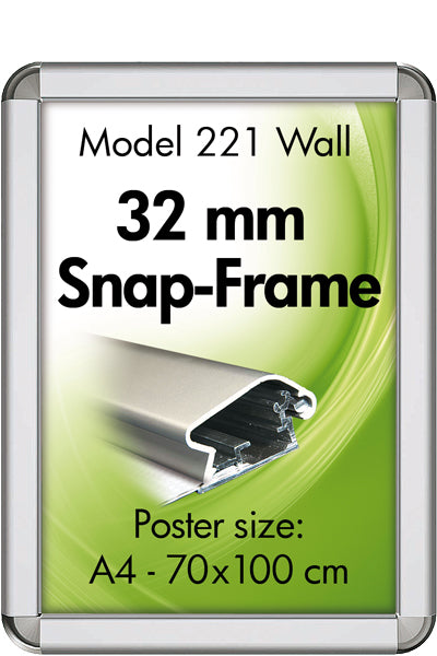 Klapprahmen Rondo 32 mm Silber für Plakate und Aushänge, Größen A4 bis A0 (84,1 × 118,9 cm)