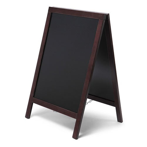 Kundenstopper Holz Basic dunkelbraun 55 x 85 cm als Kreidetafel für Außenbereich