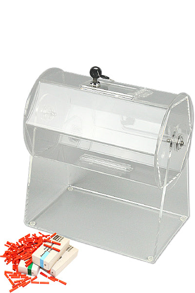 Lostrommel für Tombola aus transparentem Acryl, abschließbar und drehbar