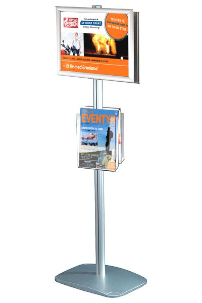 Mini Infoständer doppelseitig mit integriertem Flyerhalter und Klapprahmen für Empfang Eingangsbereich und Verkaufsflächen