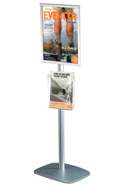 Mini Infoständer mit integriertem Flyerhalter und Klapprahmen für Empfang Eingangsbereich und Verkaufsflächen