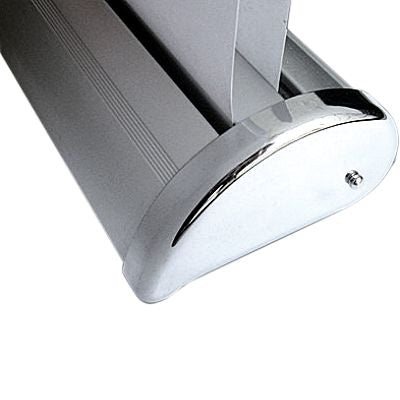 Detailansicht Klemmleiste mit Klebeband am Mini Roll-Up Display