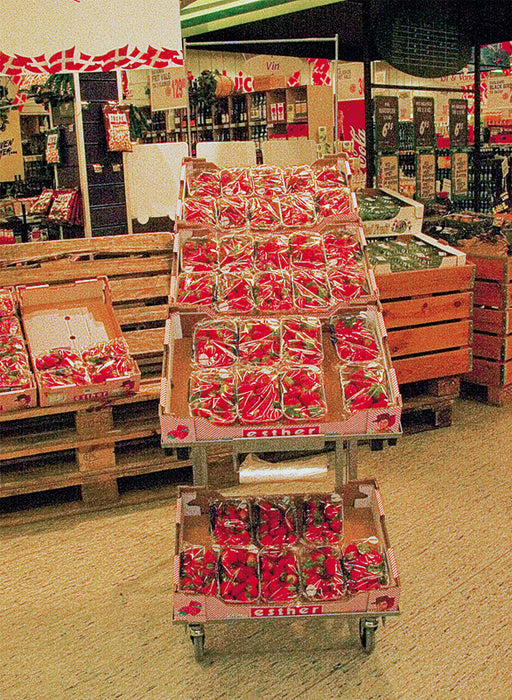 mobiler-Obst & Gemüse-Verkaufsständer mit Platz für 4 Euronormkisten, für Impulskäufe  geeignet