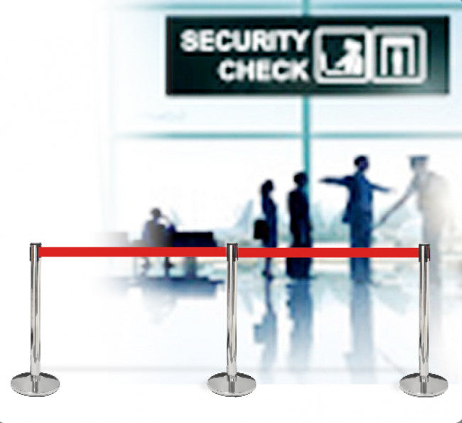 Personenleitsystem mit Gurt zur Organisation von Warteschlangen in Banken und Behörden