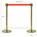 Goldfarbenes Personenleitsystem mit 95 cm Höhe, 35 cm Standfuß und 170 cm Gurtband