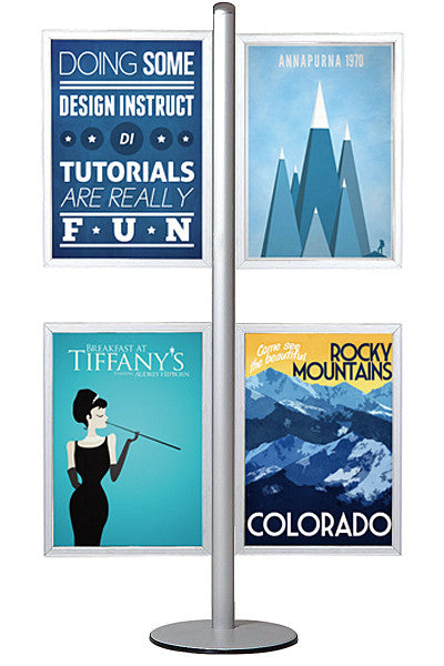 Professioneller Plakatständer aus Aluminium mit 4 doppelseitigen Rahmen 50x70 cm für Verkaufsräume, Messen und Showrooms