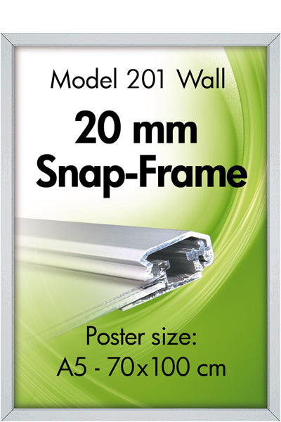 Klapprahmen 20 mm in Silber mit schmalem Profil, A5 bis 70 × 100 cm