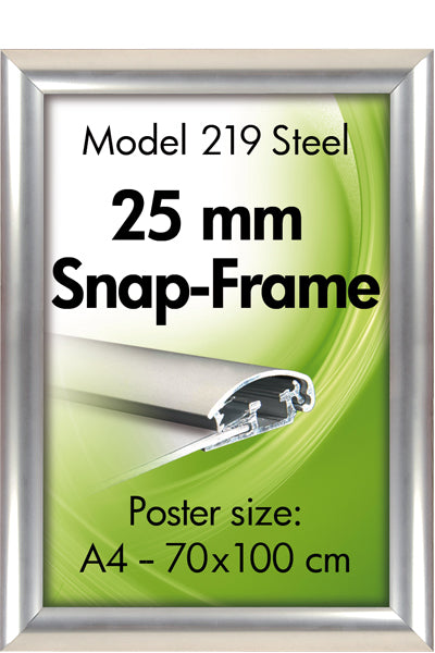 Klapprahmen 25 mm im Stahl-Look, Posterrahmen mit Klappmechanik, A4 bis 70 × 100 cm