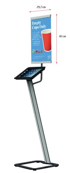 A3 Postermaß 29,7 x 42 cm auf Tablet-Ständer montiert