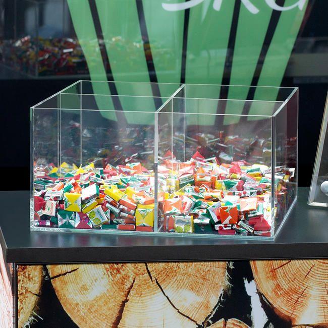 Transparente Präsentationsbox mit 4 Fächern