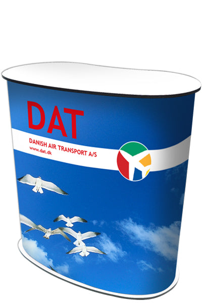 Promotiontheke Panelcounter Curved Oval mit großem Druckpanel