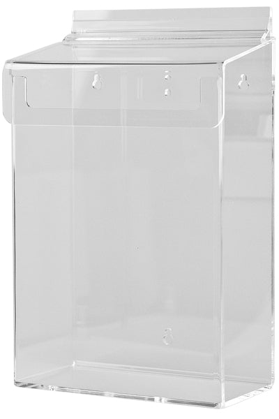 Selbstschließender Deckel der Acryl-Prospekt-Box A4 - tief - wetterfest und transparent