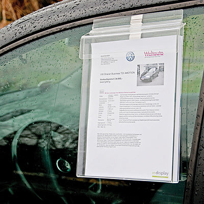 Montage Prospekt-Box Outdoor M65 am Autofenster