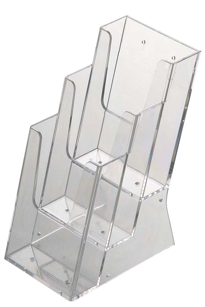 Tisch-Prospekthalter aus Acryl für A4 Broschüren und Flyer.