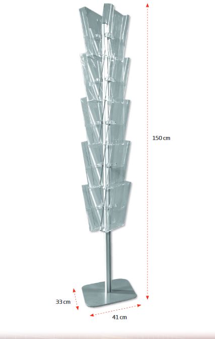 Beidseitiger Prospekthalter Duo aus Aluminium mit 10 A4-Fächern