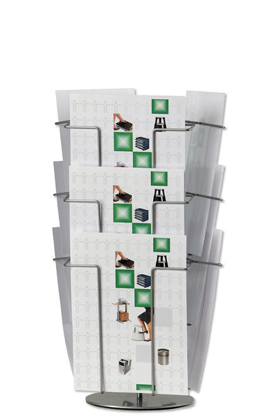 Tisch-Prospekthalter Karussell mit 24 A6-Fächern – drehbar