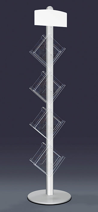 Moderner Prospekthalter Multi 22 – Aluminiumständer mit transparenten A4-Acrylfächern