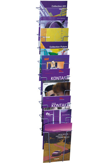 Draht-Prospekthalter zur Wandmontage mit 10 A4 Fächern