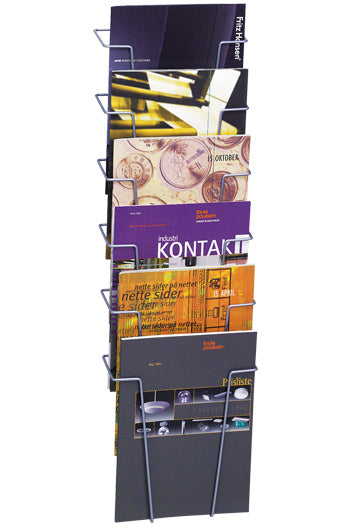 Wand-Prospekthalter aus Draht – 6 x A4 Fächer – robust und platzsparend