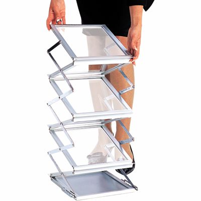 Detailaufnahme Prospektständer Flex Aluminiumgestell