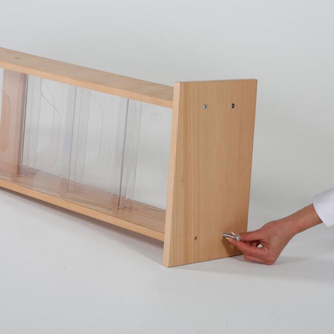 Einfache Montage Prospektständer Holz doppelseitig mit Acrylfächern