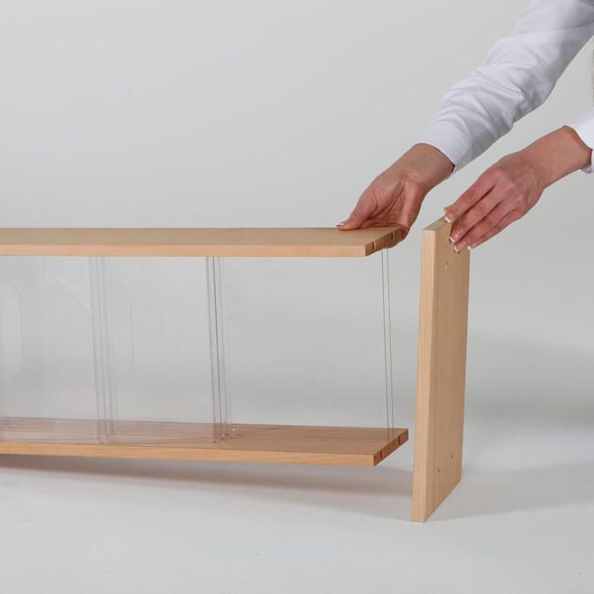 Montage Prospektständer Holz doppelseitig mit Acrylfächern