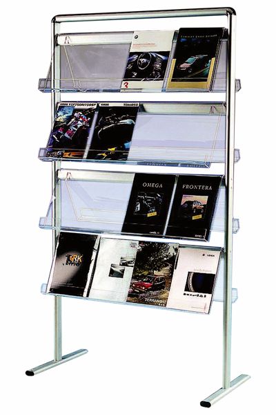 Prospektständer Info-Line Mega doppelseitig mit 32x A4 Acrylfächern