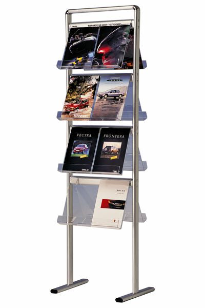 Prospektständer Info-Line Midi mit 8 oder 16x A4 Fächern aus Acryl und Aluminium