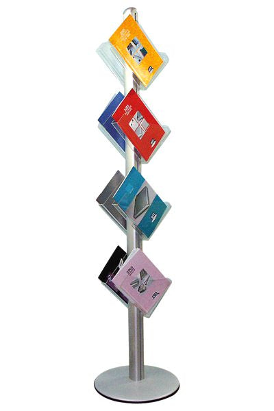 Doppelseitiger Prospektständer Multi 22 mit 8x A4 Acrylfächern und stabilem Stahlfuß