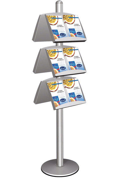 Doppelseitiger Prospekthalter aus Aluminium und Acryl – Modell Multi 6