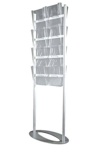 Prospektständer Multiside Ellipse 8x A4 aus Aluminium mit Acrylfächern