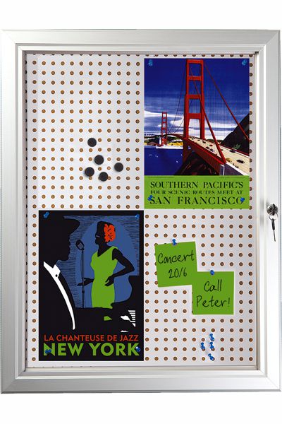 Schloss und Rahmen des wetterfesten Schaukastens Combi aus Aluminium