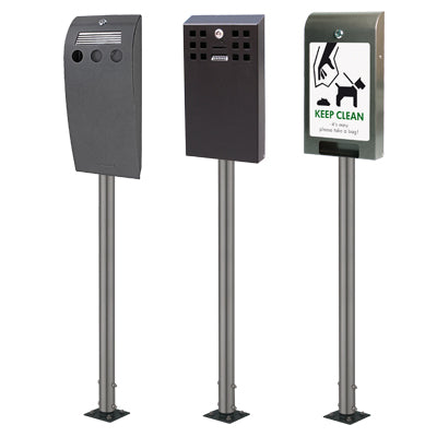 Universal-Ständer und Edelstahlhalterung für Ascher und Hundekot-Tüten-Spender für Außenbereiche, Parkanlagen und Eingangsbereiche