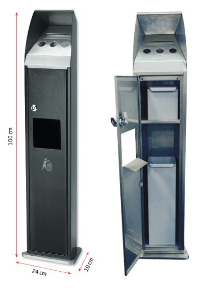 Standascher mit Abfallfach und abschließbarem Schloss