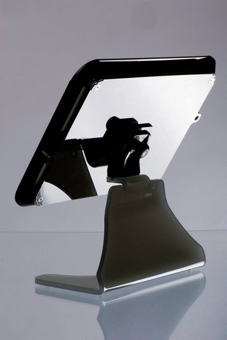 Rückseite des Tabletständers mit Haltermechanik