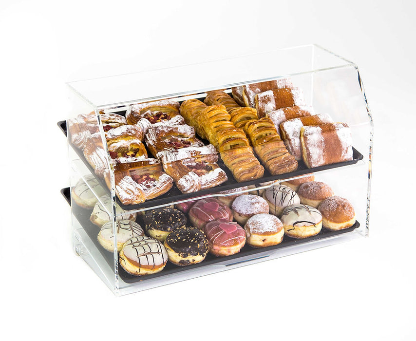 Theken-Food-Display Acryl mit 2 schrägen Fachböden für Backwaren
