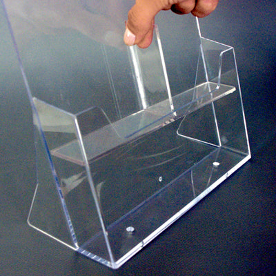 Tisch-Prospekthalter Acryl A4 – transparent & robust mit T-Seperator