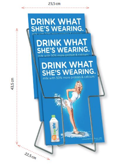 Detailaufnahme Tisch-Prospektständer Disk – Drahtkonstruktion