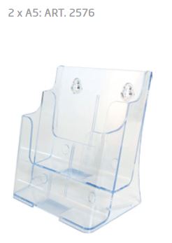 Transparenter A5 Prospekthalter – Frontansicht für Tisch oder Wand