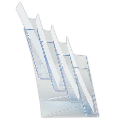 Prospekthalter A4 mit mehreren Fächern für Wand und Tisch