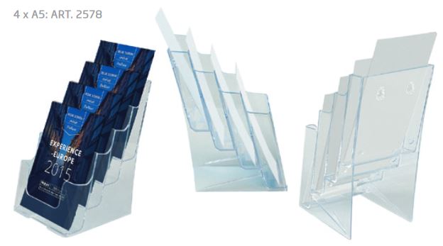 M65 Prospekthalter vierfach – kompakter Flyerhalter