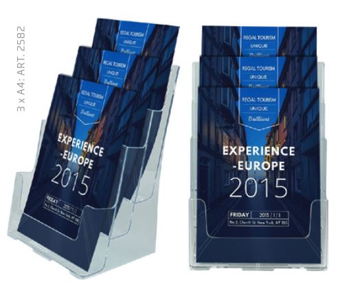 Set mit verschiedenen Größen – A4, A5, M65 Prospekthalter für Tisch und Wand