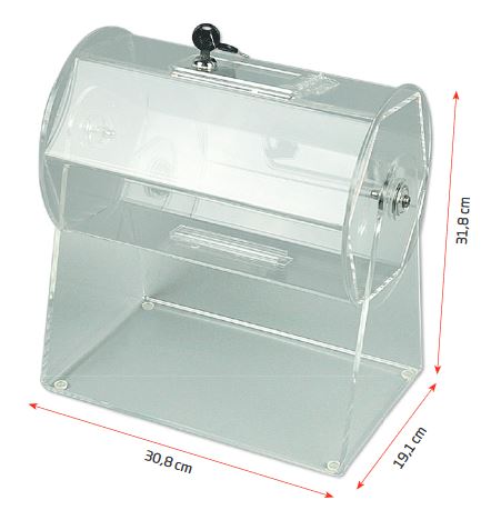 Acryl Lostrommel für Tombola mit abschließbarer Tür und zwei Schlüsseln