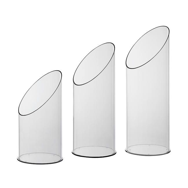 Verkaufsschütte Acryl Flöte mit schräger Front für leichte Entnahme