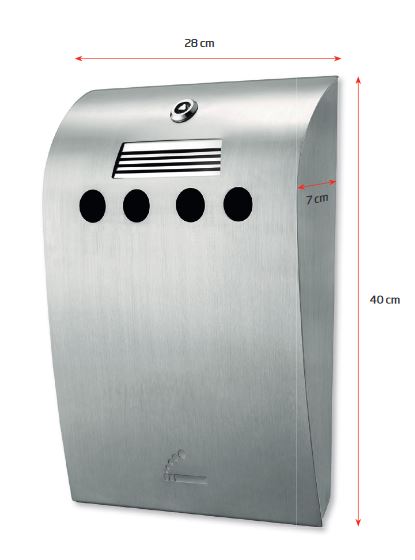 Pulverbeschichteter Wandascher Convex Grau für Außenbereiche