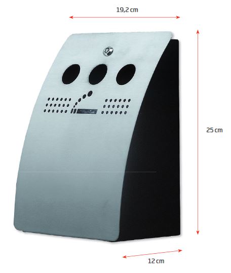 Wetterfester Edelstahl-Ascher für Außenbereiche und Wandmontage