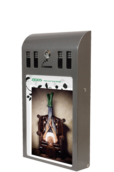 Zigaretten Wandascher mit A4 Infofläche in Grau