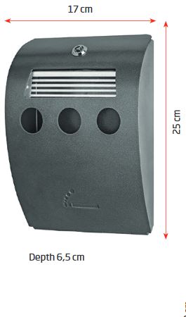 Wandascher Stylo 0,7 l mit abschließbarer Frontplatte - Details