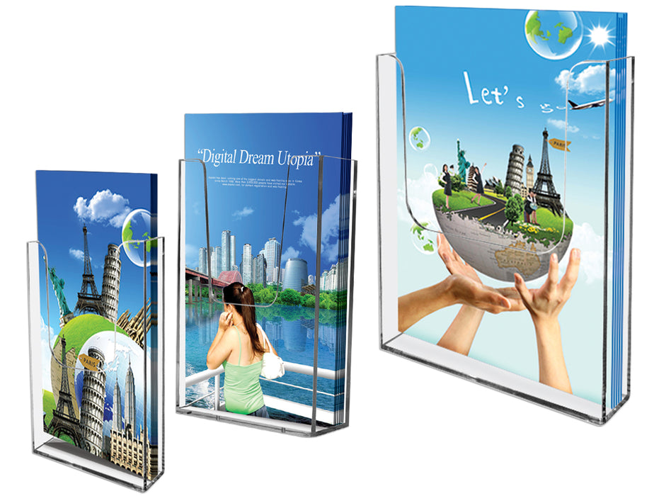 Acryl Prospekthalter zur Wandmontage in verschiedenen Formaten